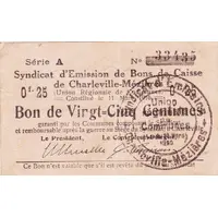 25 Centimes - Syndicat d'Emission de Bons de Caisse de Charleville-Mézières 08