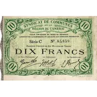 10 Francs - Syndicat de communes de la région de Cambrai [59]