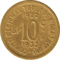 10 Centimes - Comité Régional - Toulouse [31] Brass