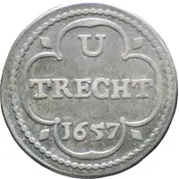 1 Duit Arms with dots, silver, piedfort at double weight