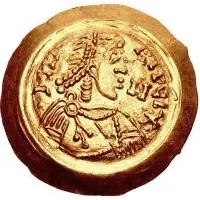 1 Tremissis - Aripert II With letter in field