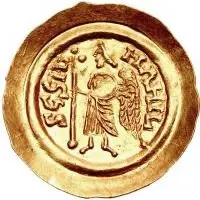 1 Tremissis - Aripert II With letter in field