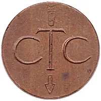 Telephone Token - CTC arrow down, bronze large type