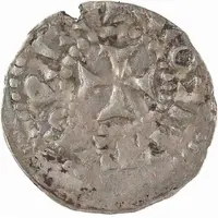 Obol - Lothair II Bourges mint, temple