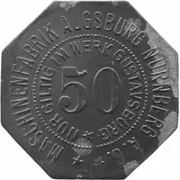 50 Pfennigs - Augsburg Maschinenfabrik Augsburg-Nürnberg