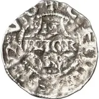 Denier - Pilgrim and emperor Conrad II Andernach mint, temple with crosslet