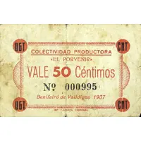 50 Céntimos Benifairó de Valldigna, Colectividad Productora `El Porvenir`