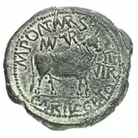 As - Tiberius M PONT MARSO MVN TVR II VIR C MARI VEGETO