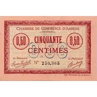 50 Centimes - Chambre de Commerce d'Amiens [80] <Timbre sec>