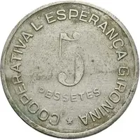 5 Pesetas - Cooperativa L'Esperança Gironina