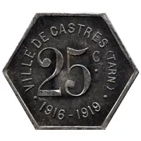 25 Centimes - ville de Castres [81] Hexagonal Pattern