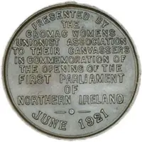 Medal Cromac Womens Unionist Association