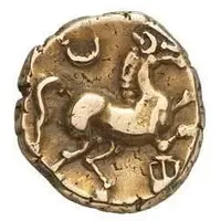 Stater of Vercingetorix horse facing right, crescent and amphora