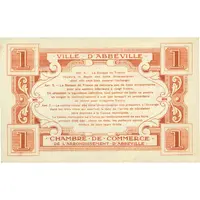1 Franc - Ville et Chambre de Commerce d'Abbeville [80] <Avec timbre sec>