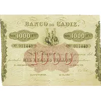 1000 Reales de Vellón Banco de Cádiz