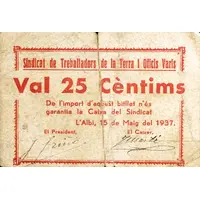 25 Céntimos L`Albí, Sindicat de Treballadors de la Terra i Oficis Varis