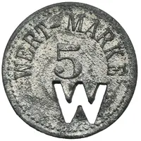 5 Pfennigs - Borsigwerk Wert-Marke; with cutout "W"