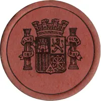 45 Centimos countermark on 2 brown centimos