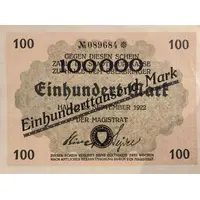 100 000 Mark overprint on 100 Mark