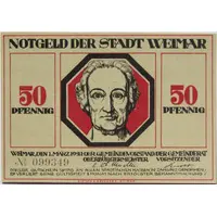 50 Pfennig Goethe and Schiller Series - Goethe, Red Issue