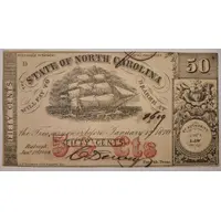 50 Cents State of North Carolina, overprinted