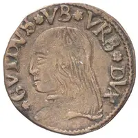 Quattrino - Guidobaldo I of Montefeltro Casteldurante, nonagon shield