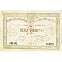 2 Francs - Chambre de Commerce de Boulogne-sur-Mer 62