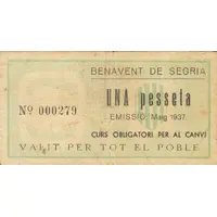 1 Peseta Benavent de Segrià