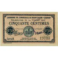 50 Centimes - Chambre de Commerce de Monluçon-Gannat 03