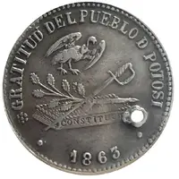 2 Soles - José María de Achá First Anniversary of the Presidency - Monetary Medal Default Category Medals Americas Bolivia
