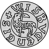 1 Hvid - Christian I Visby, ram walking left with flag