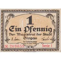 1 Pfennig orange waves underprint