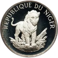 10 Francs Lion, small type, silver plated pattern