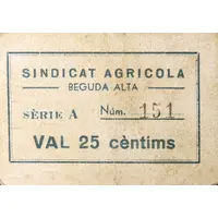 25 Céntimos Beguda Alta, Sindicat Agrícola