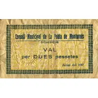 2 Pesetas La Pobla de Montornès