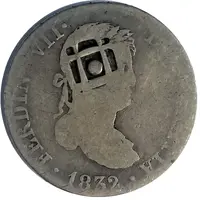 2 Reales Countermark on Spanish - Madrid 2 Reales, KM#460.2