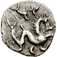 Silver 5 Asses Hippocamp facing right, value below