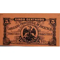 5 Centavos Gobierno Provisional de Zacatecas