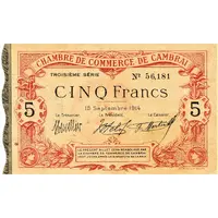 5 Francs - Chambre de Commerce de Cambrai 59