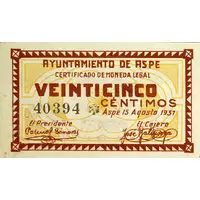 25 Céntimos Aspe