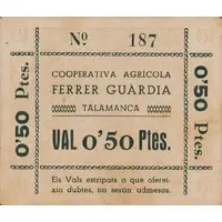 0.50 Pesetas Talamanca, Cooperativa Agrícola Ferrer Guàrdia