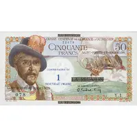 1 Nouveau Franc / New Franc Overprint P#44 - Reunion 50 Francs