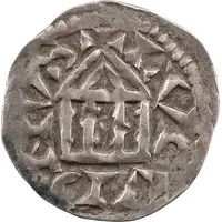 Denier - Rudolph III Lyon mint, temple