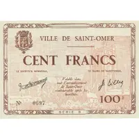 100 Francs - Bon municipal de la ville de Saint-Omer church right [62]
