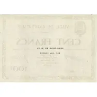 100 Francs - Bon municipal de la ville de Saint-Omer church right [62]