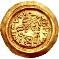 1 Tremissis In the name of Maurice Tiberius, Victory with crude face and draped hair, flowing tassels