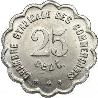 25 Centimes - Chambre Syndicale des Commerçants - Perpignan [66] Nickel-silver