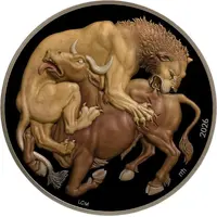 25 Dollars Lion vs. Bull, colourized