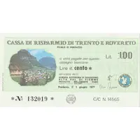 100 Lire - Cassa di Risparmio di Trento e Rovereto