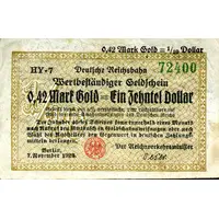 0,42 Mark Gold = Ein Zehntel Dollar Deutsche Reichsbahn